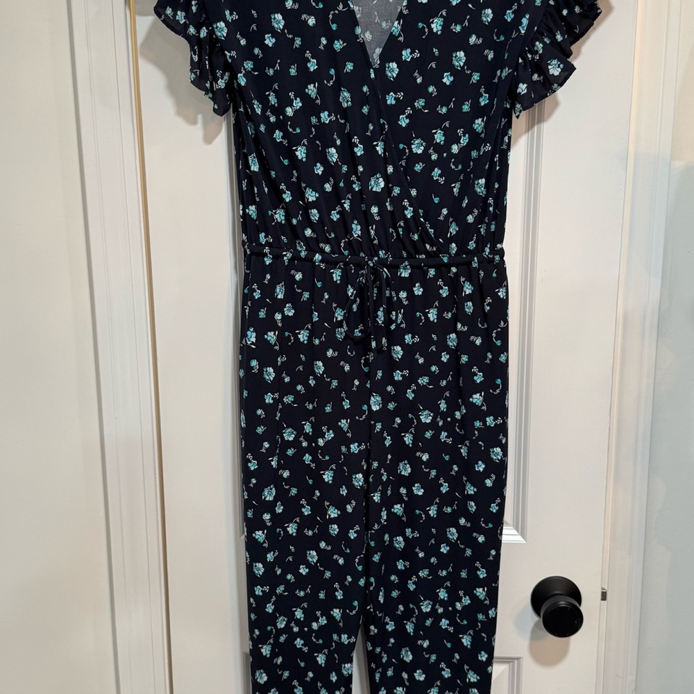 CeCe Navy Floral Jumpsuit